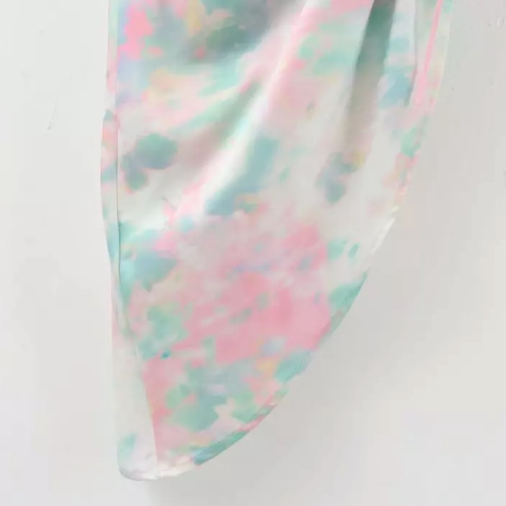 Clouded Sky Cinched Adjustable Tie Dye Strapy Dress - Picture 10 of 15